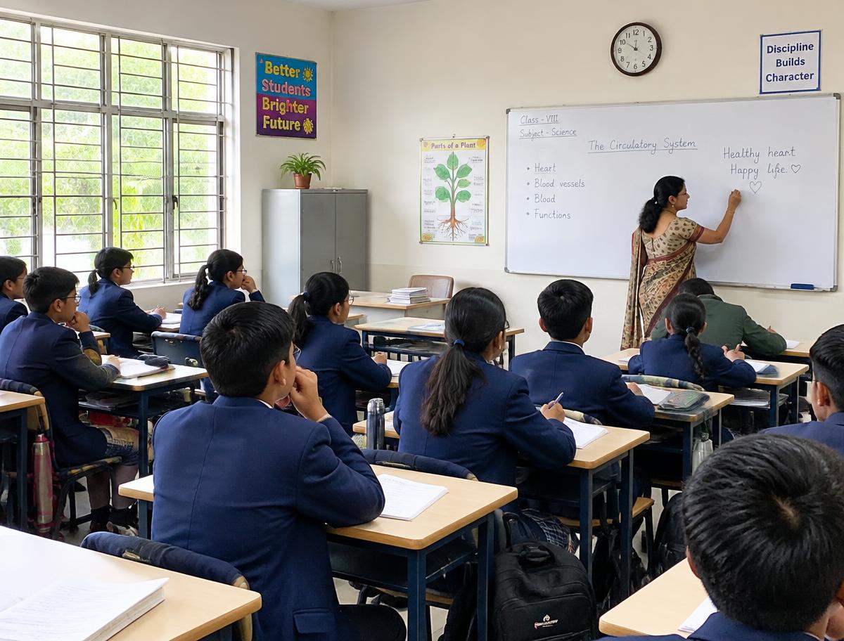 Students learning in a classroom